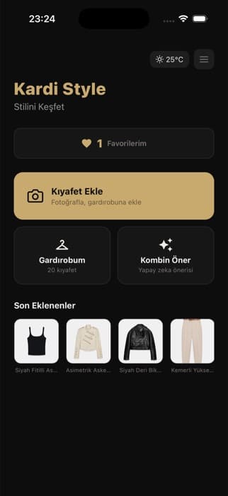 Kardi Style uygulaması ana ekranı